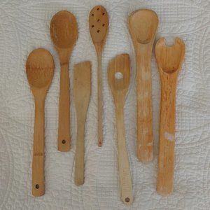 Lot of Seven - Various Kitchen Wood/Bamboo Utensils